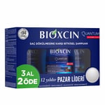 Bioxcin Quantum Şampuan – Kuru ve Normal Saçlar İçin – 3x300 ml – Dökülme ve İncelme Karşıtı – Bio-Activ Peptit, BioComplex B11, Bal ve Mentol İçerikli