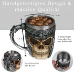 Birinci sınıf 3D kuru kafa fincan paslanmaz çelik kahve, çay, Cappuccino, bira gibi içecekler için I Viking Skull Head kupası iskelet kafatası tasarımlı görünüm (1)