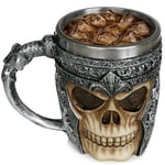 Birinci sınıf 3D kuru kafa fincan paslanmaz çelik kahve, çay, Cappuccino, bira gibi içecekler için I Viking Skull Head kupası iskelet kafatası tasarımlı görünüm (1)