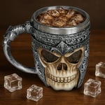 Birinci sınıf 3D kuru kafa fincan paslanmaz çelik kahve, çay, Cappuccino, bira gibi içecekler için I Viking Skull Head kupası iskelet kafatası tasarımlı görünüm (1)