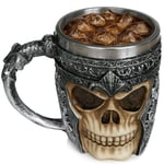 Birinci sınıf 3D kuru kafa fincan paslanmaz çelik kahve, çay, Cappuccino, bira gibi içecekler için I Viking Skull Head kupası iskelet kafatası tasarımlı görünüm (1)