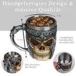 Birinci sınıf 3D kuru kafa fincan paslanmaz çelik kahve, çay, Cappuccino, bira gibi içecekler için I Viking Skull Head kupası iskelet kafatası tasarımlı görünüm (1)
