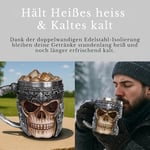 Birinci sınıf 3D kuru kafa fincan paslanmaz çelik kahve, çay, Cappuccino, bira gibi içecekler için I Viking Skull Head kupası iskelet kafatası tasarımlı görünüm (1)