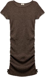 Bisiklet Yaka Kısa Kollu Drape Detaylı Elbise - Seçenekler: 5/6 Yıl, 7-8 Yıl