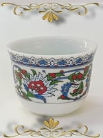 Bitkisel Çini Renkli Model Desenli Porselen Mirra Set 6 Adet Mırra Cup Porcelain 6 Pieces