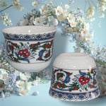 Bitkisel Çini Renkli Model Desenli Porselen Mirra Set 6 Adet Mırra Cup Porcelain 6 Pieces