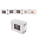 BIUBEE Ebeveynler için 5 Katlanır Sonogram Resim Çerçevesi - 11,9 cm × 17,3 cm Bebek Ultrason Resim Çerçevesi Doğal Ahşap Sonogram Hamilelik Çerçevesi Hamile Anne Hediyeleri için Bebek İlk Fotoğraf Çe