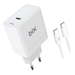 Bix BXUC65FTA 65W PD Typ-C Girişli Macbook Pro/Air Şarj Cihazı, MacBook Air/Pro 13/14/15/16 İnç Led Göstergeli ve Tüm Type-C Cihazlarıyla Uyumlu 2 Metre Type-C’den Type-C’ye Kablo