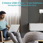 Bix BXUC65FTA 65W PD Typ-C Girişli Macbook Pro/Air Şarj Cihazı, MacBook Air/Pro 13/14/15/16 İnç Led Göstergeli ve Tüm Type-C Cihazlarıyla Uyumlu 2 Metre Type-C’den Type-C’ye Kablo