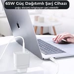 Bix BXUC65FTA 65W PD Typ-C Girişli Macbook Pro/Air Şarj Cihazı, MacBook Air/Pro 13/14/15/16 İnç Led Göstergeli ve Tüm Type-C Cihazlarıyla Uyumlu 2 Metre Type-C’den Type-C’ye Kablo