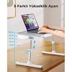 Bix SAIJI K7 Mini Dizüstü Yatak Tepsi Masası, Kaymaz PVC Deri ile Dizüstü Çalışma Masası, Ayarlanabilir Dizüstü Bilgisayar Standı Çok Amaç için Kullanılabilir Masa Gümüş