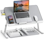 Bix SAIJI K7 Mini Dizüstü Yatak Tepsi Masası, Kaymaz PVC Deri ile Dizüstü Çalışma Masası, Ayarlanabilir Dizüstü Bilgisayar Standı Çok Amaç için Kullanılabilir Masa Gümüş