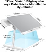 Bix SAIJI K7 Mini Dizüstü Yatak Tepsi Masası, Kaymaz PVC Deri ile Dizüstü Çalışma Masası, Ayarlanabilir Dizüstü Bilgisayar Standı Çok Amaç için Kullanılabilir Masa Gümüş