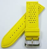 BİZON Sarı Deri Saat Kordonu 24mm Delikli Spor Saat Kayışı Dikişl
