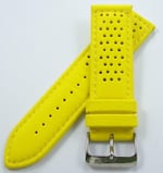 BİZON Sarı Deri Saat Kordonu 24mm Delikli Spor Saat Kayışı Dikişl