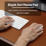 Black Deer PU Deri Mouse Pad Dikişli Kenar Dayanıklı Büyük Boy Çift Yönlü Kullanım Ofis Masa Matı Sümen(KAHVERENGİ, 90X40 XL) - Seçenekler: 70X30 L, 90X40 XL