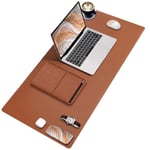 Black Deer PU Deri Mouse Pad Dikişli Kenar Dayanıklı Büyük Boy Çift Yönlü Kullanım Ofis Masa Matı Sümen(KAHVERENGİ, 90X40 XL) - Seçenekler: 70X30 L, 90X40 XL