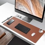 Black Deer PU Deri Mouse Pad Dikişli Kenar Dayanıklı Büyük Boy Çift Yönlü Kullanım Ofis Masa Matı Sümen(KAHVERENGİ, 90X40 XL) - Seçenekler: 70X30 L, 90X40 XL