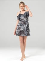 Blackspade Kadın Plaj Elbise 8870 - Siyah Batik Baskılı Gri