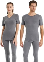 Blackspade V Yaka Kısa Kol Unisex Gri Termal İçlik C3T6N2O1