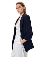 Blazer Ceket Şal Yaka Drape Kol Kapaklı Cepli