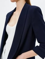 Blazer Ceket Şal Yaka Drape Kol Kapaklı Cepli
