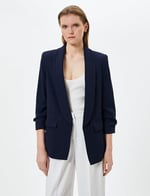 Blazer Ceket Şal Yaka Drape Kol Kapaklı Cepli