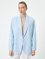 Blazer Ceket Tek Düğmeli Kapaklı Cepli Standart Kesim