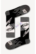Bleach Desenli Unisex Kolej Çorap Gri 36-44