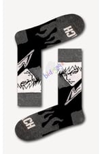 Bleach Desenli Unisex Kolej Çorap Gri 36-44