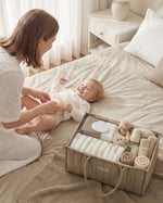 Blissful Diary Bebek Bezi Caddy Sepeti, Şık Bebek Bezi Caddy Organizatörü, Bebek Bezi Saklama Sepeti - Yenidoğan Bebek Duş Listesi ve Bebek Olması Gerekenler için Bebek Hediye Kaydı - Kahverengi