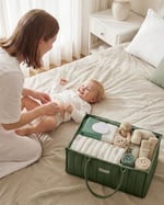 Blissful Diary Bebek Bezi Caddy Sepeti, Şık Bebek Bezi Caddy Organizatörü, Bebek Bezi Saklama Sepeti - Yenidoğan Bebek Duş Listesi ve Bebek Olması Gerekenler için Bebek Hediye Kaydı - Koyu Yeşil