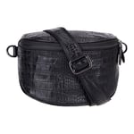 Bloominbag Alora Noir Croc Siyah Deri Bel Çantası