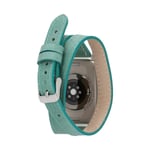 Bloominbag Alpine Slim Double Tour Aqua Hakiki Deri Apple Watch Kordonu - 44/45/46/49mm