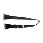 Bloominbag Alpine Slim Double Tour Noir Black Hakiki Deri Apple Watch Kordonu - 44/45/46/49mm