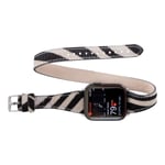Bloominbag Bloomband Wild Zebra Slim Double Tour Leather Apple Watch Band - 44/45/46/49mm