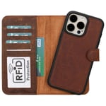 Bloominbag Bloomcase Apple Iphone 16 Pro Max – Mahogany Brown Hakiki Deri Cüzdanlı Telefon Kılıfı