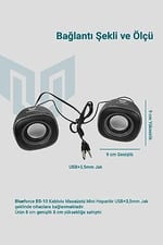 Blueforce BS-10 Kablolu USB Multimedya 6W 1+1 Speaker Mini Hoparlör Siyah Pc Laptop Uyumlu