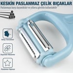 Bluefox 3'ü 1 Arada Patates & Sebze Soyucu – Paslanmaz Çelik Bıçaklı, Düz + Tırtıklı + Jülyen Soyma, Ergonomik Sap, Bulaşık Makinesine Uygun, Kompakt & Dayanıklı Mutfak Gereci
