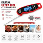 Bluefox Dijital Hızlı Okunan Mutfak Termometresi - Mıknatıslı, Katlanabilir, Arkadan Aydınlatmalı Ekran, 240° Dönebilen Prob, -50°C-300°C Aralığı