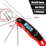 Bluefox Dijital Hızlı Okunan Mutfak Termometresi - Mıknatıslı, Katlanabilir, Arkadan Aydınlatmalı Ekran, 240° Dönebilen Prob, -50°C-300°C Aralığı