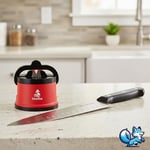 Bluefox Kırmızı PowerGrip'li Bıçak Bileyici - Vantuzlu Vakumlu, Serbest Ellerle Kullanılabilen Tungsten Carbide Bıçak Bileme Aleti