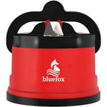 Bluefox Kırmızı PowerGrip'li Bıçak Bileyici - Vantuzlu Vakumlu, Serbest Ellerle Kullanılabilen Tungsten Carbide Bıçak Bileme Aleti