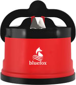 Bluefox Kırmızı PowerGrip'li Bıçak Bileyici - Vantuzlu Vakumlu, Serbest Ellerle Kullanılabilen Tungsten Carbide Bıçak Bileme Aleti