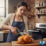 Bluefox Yeşil Ağır Hizmet Tipi Mutfak Makası, Çok Amaçlı Keskin Paslanmaz Çelik Makas, Tavuk, Balık, Et, Sebzeler, Otlar, Barbekü, Çiçekler, Kuruyemişler için Mutfak Makası