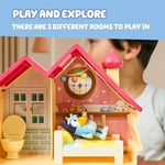 BLUEY Mini ev oyun seti | taşıma saplı kompakt ev oyun seti | üç farklı oda | mutfak, yatak odası ve banyo | 5 oyun parçası ile şekil içerir