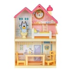BLUEY Mini ev oyun seti | taşıma saplı kompakt ev oyun seti | üç farklı oda | mutfak, yatak odası ve banyo | 5 oyun parçası ile şekil içerir