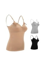 Bmom Hemşirelik Hamile Kolsuz Bluz, Kadın Emzirme Gebelik Strappy T-Shirt, Hamile Kadınlar için Çift Katmanlı Kolsuz Lüks Gömlek,Vizon 90B