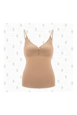 Bmom Hemşirelik Hamile Kolsuz Bluz, Kadın Emzirme Gebelik Strappy T-Shirt, Hamile Kadınlar için Çift Katmanlı Kolsuz Lüks Gömlek,Vizon 90B