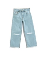 Bol Paça Kot Pantolon Pamuklu Cepli - Boot Cut Jean Beli Ayarlanabilir Lastikli